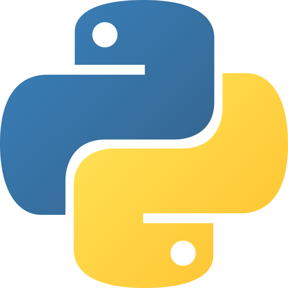 O logo do Python: duas serpentes entrelaçadas, azul e amarela