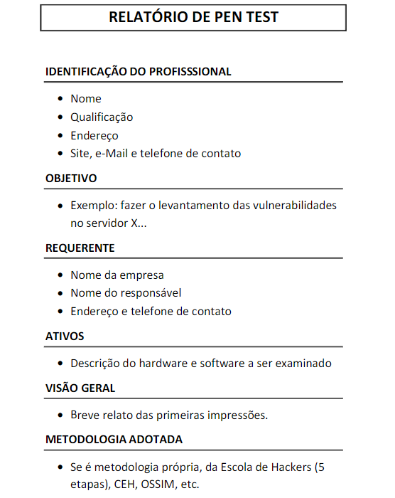 Modelo de Relatório de Pen Test